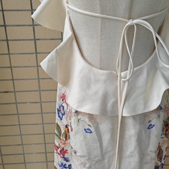 zimmermann Soft orange floral-patterned cotton mid-length dress - Picture 9 of 11